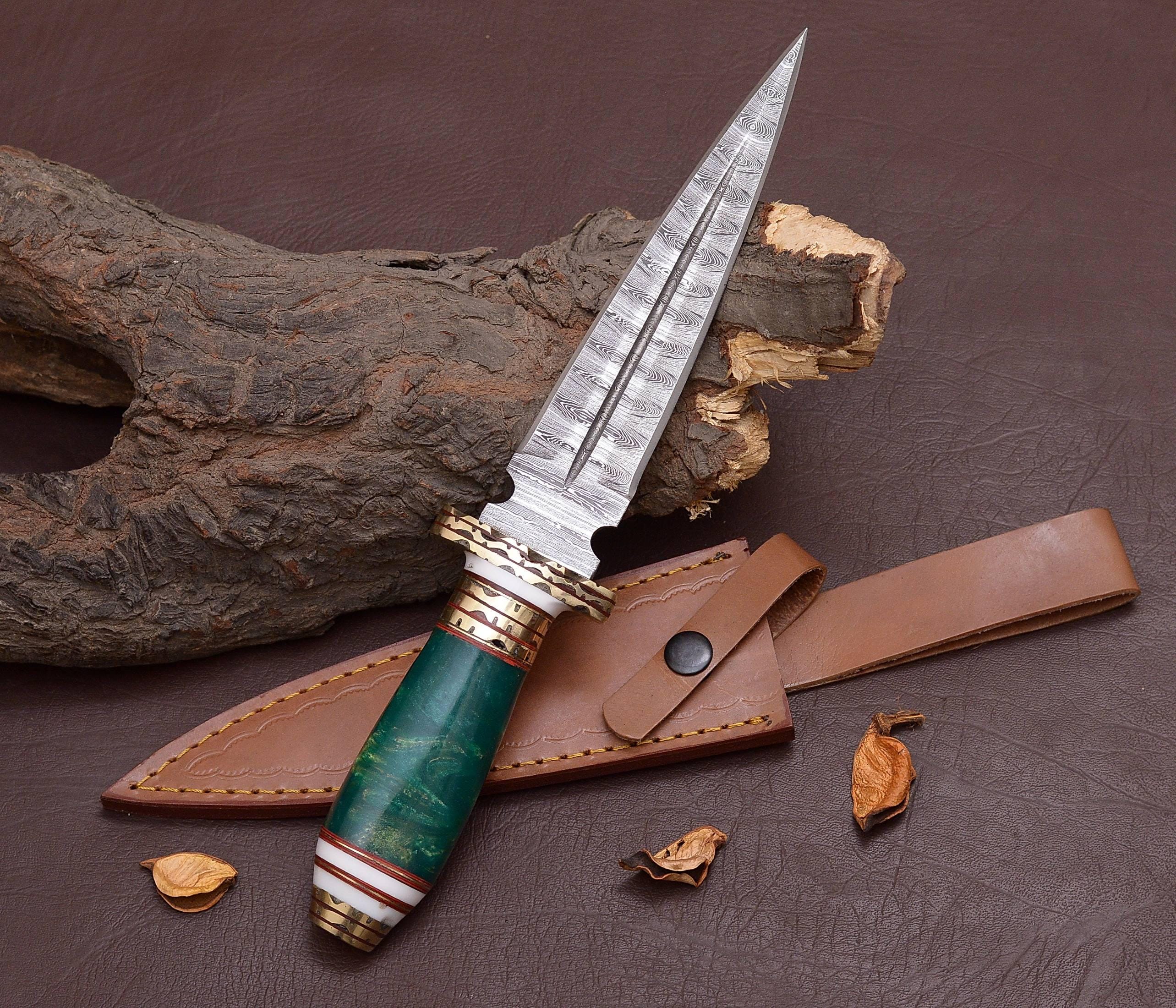 Custom Engraved Athame gifts for anniversary, Forged Damascus Phthalo green DAGGER, Home decor ideas, Birthday gifts for sister girlfriend