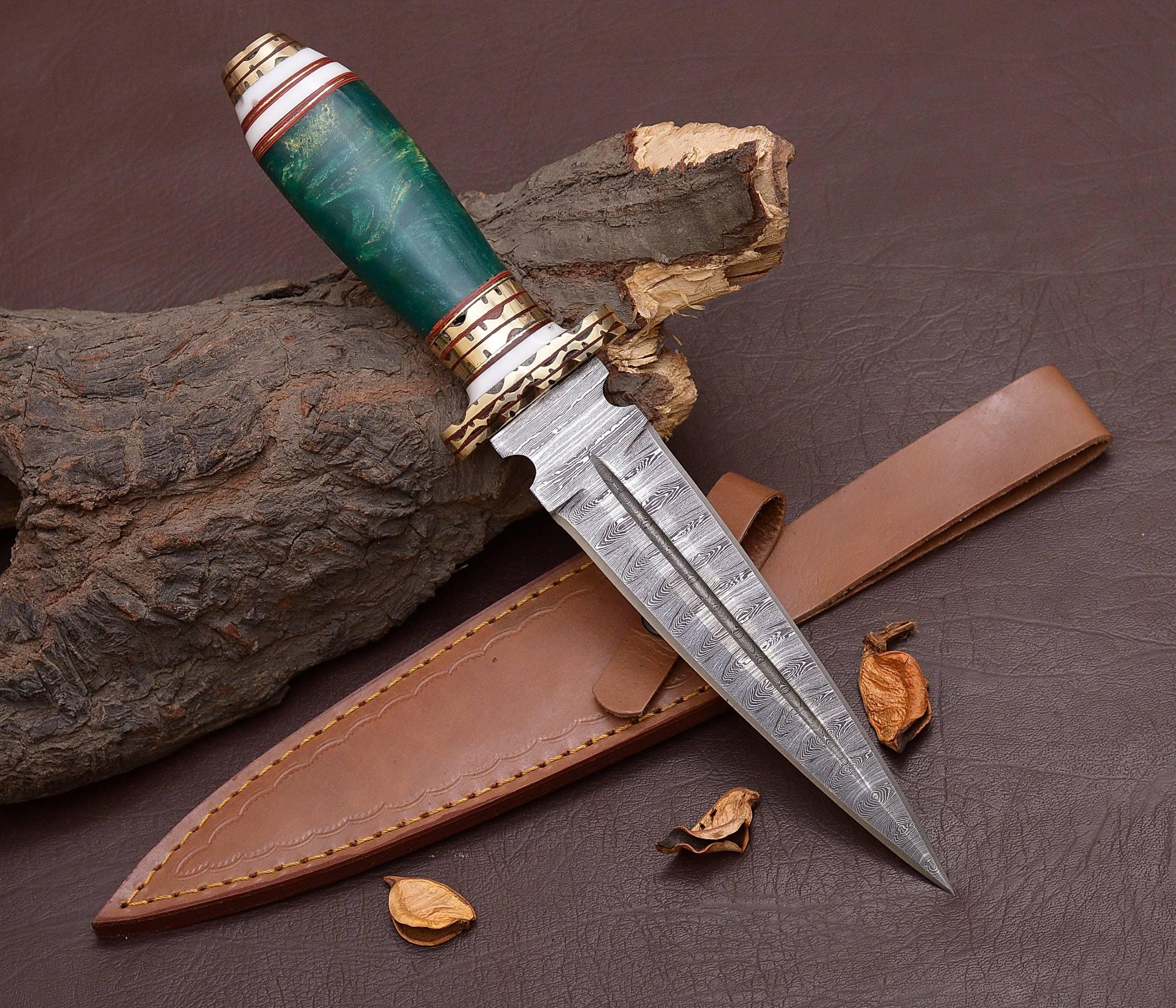 Custom Engraved Athame gifts for anniversary, Forged Damascus Phthalo green DAGGER, Home decor ideas, Birthday gifts for sister girlfriend