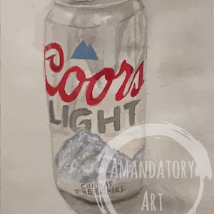 Coors Light Watercolor Painting Digital Download