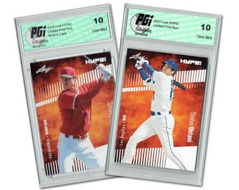 Shohei Ohtani Then & Now 2018/2023 Leaf Hype! #10 #135 Rookie Card Limited 2-Pack Los Angeles Dodgers PGI 10