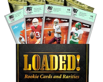 LOADED! Football Collector's Box: 4 PGI 10 Rookie Cards & Rarities - Jayden Daniels, Josh Allen, Joe Burrow, Randy Moss, + More