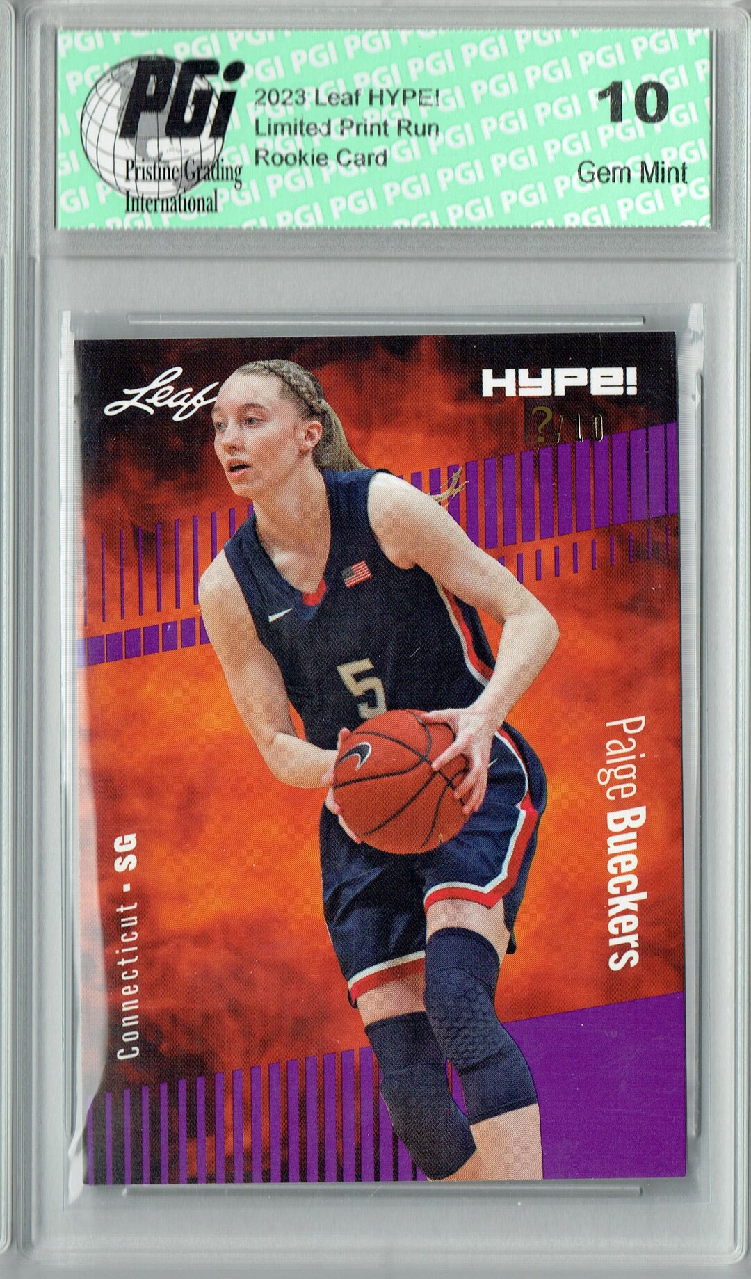 2023 Paige Bueckers Leaf HYPE! Rookie Card #131A – PGI 10 Gem Mint, Limited To 5000