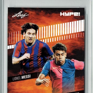 Lionel Messi/Lamine Yamal 2024 Leaf HYPE! #175 Barca Generations Rookie Card PGI 10