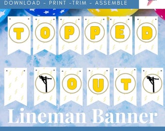 Lineman TOP OUT Girlande zum Ausdrucken