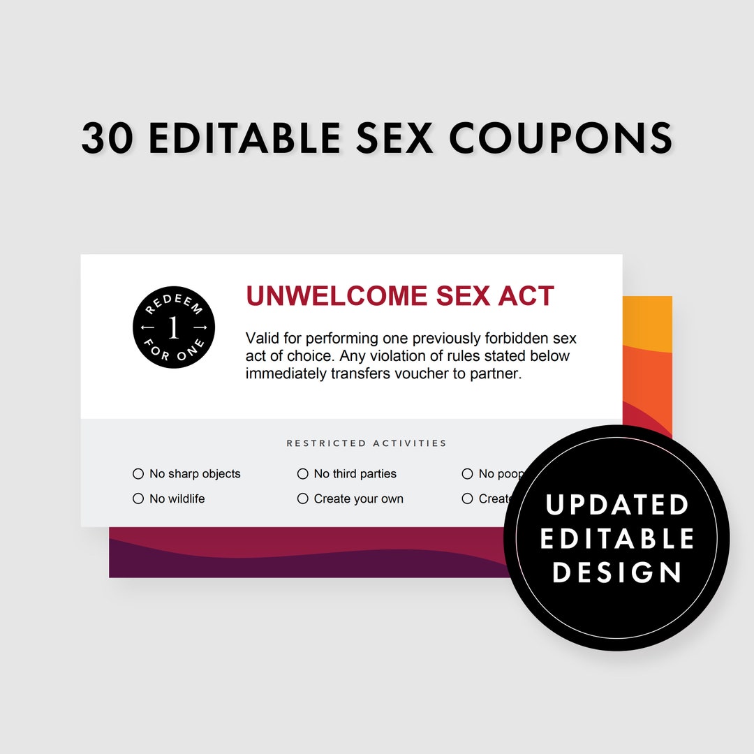 Funny Printable Sex, Love Coupons, Book. DIY, Editable, Customize. Sexy, Naughty, Kinky. Instant ...