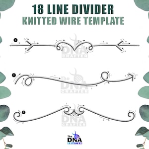 May include: A diagram showing three different ways to create a knitted wire divider. The diagram is labeled with numbers to show the order of steps. The text "18 Line Divider Knitted Wire Template" is at the top of the image.