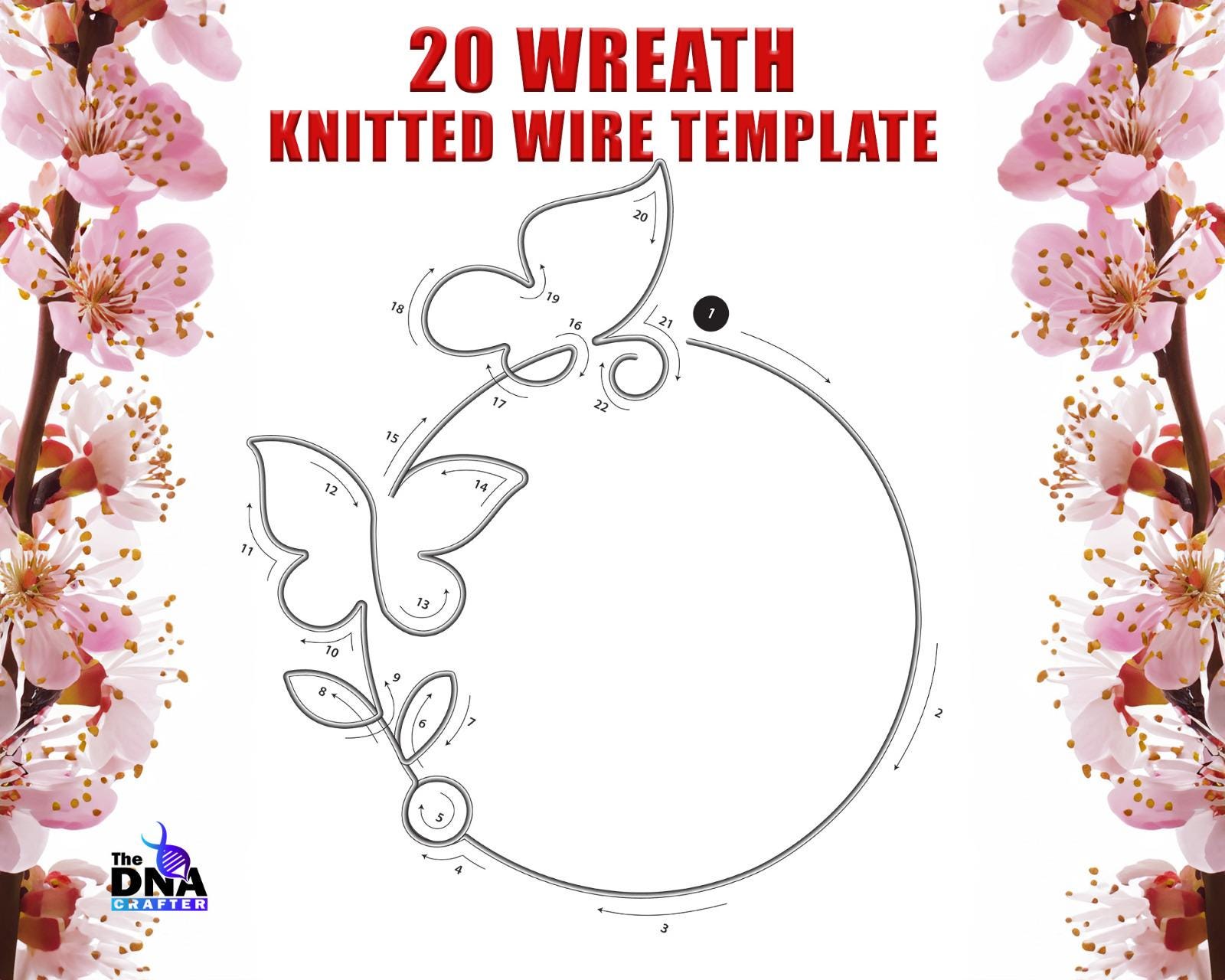 20 Wreath Knitted wire template, Wreath Knitted wire art / tricotin/ I cord template