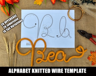 Calligraphy Wire Alphabet template, Caligraphy Alphabet template for wire art, Kniitted wire art letter, Uppercase & Lowercase Caligraphy