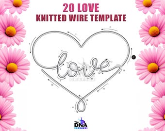 20 Love Knitted Wire Template, Love Romance Knitted Wire art/DIY Tricotin/I Cord Romantic Love Pattern printable.
