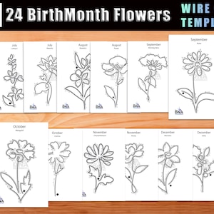 Birth Month Flower Wire Art Template: Knitted I-Cord (PDF Download)