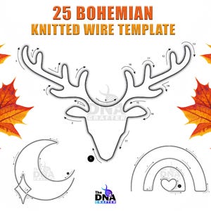 25 Bohemian Knitted Wire Template, Bohemian Wire art/DIY Tricotin/I Cord Boho printable.