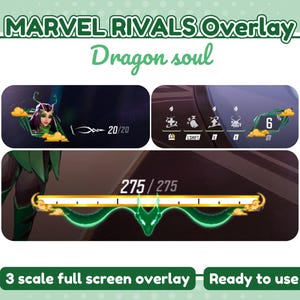 Dragon soul Mavel rivals overlay HUD | 3 scale widgets size for stream | OBS twitch | streaming overlay green