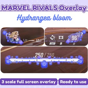 Hydrangea bloom Mavel rivals overlay HUD | 3 scale widgets size for stream | OBS twitch | purple streaming overlay