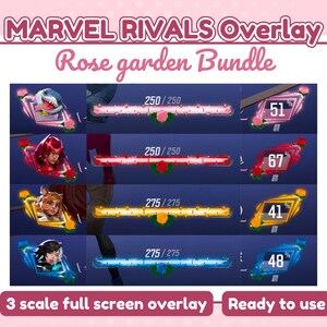 Rose garden Bundle 4 Pack Mavel rivals overlay HUD | 3 scale widgets size for stream | OBS twitch | twitch rose overlay
