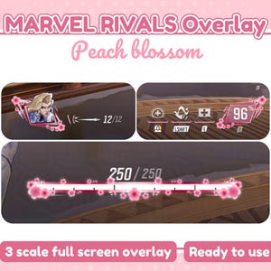 Peach blossom Mavel rivals overlay HUD | 3 scale widgets size for stream | OBS twitch | pink streaming overlay