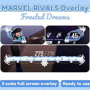 Frosted Dreams Mavel rivals overlay HUD | 3 scale widgets size for stream | OBS twitch | Streaming Overlay Blue