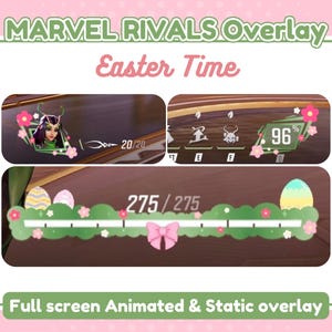 Animated Easter time Mavel rivals overlay HUD | Stream Overlay for OBS & Twitch |  Perfect all Hero | Green streaming overlay