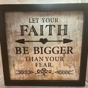 Letrero religioso de madera, decoración de pared inspiradora, regalo cristiano, decoración del hogar con fe, inspiración para la oficina