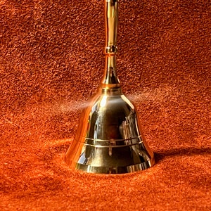 Brass Bell with Handle - 4&#39;&#39; Ritual and Meditation Bell, Hand Spiritual Energy Clearing, Sound Sacred Space Healing Cleanse, Vibrational