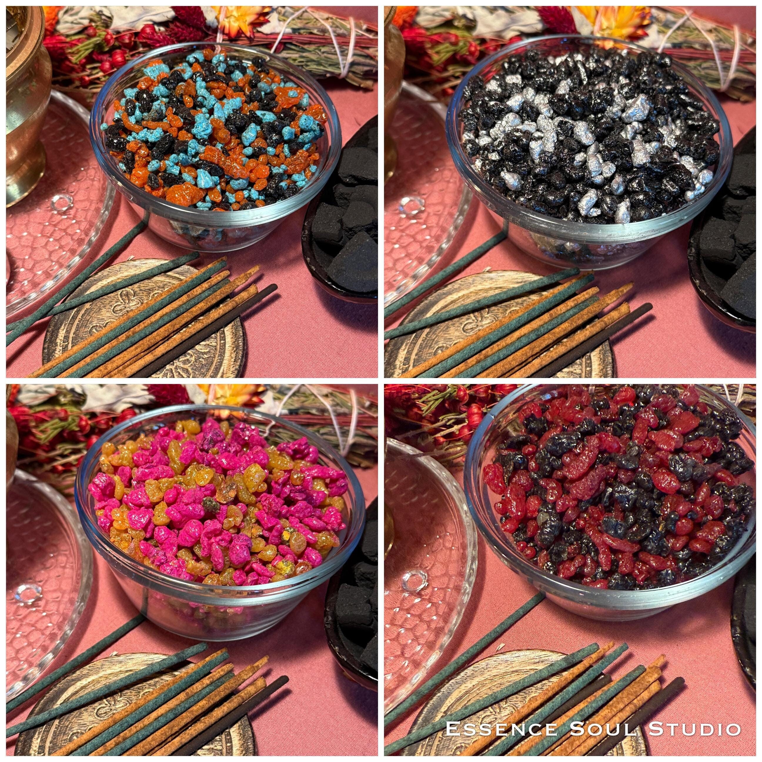 Resin Incense 4 pack - Open Roads, Unblocker, Evil Attacks Be Gone, Run Devil Run - Manifestation Meditation Spiritual Ritual Use