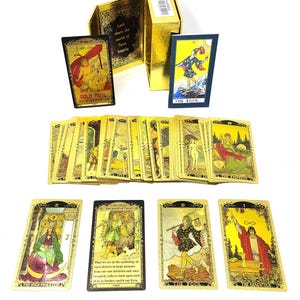Rider Waite Gold Edge Tarot Deck Box Set - 78 Cards, English Guide, Storage Box, Beginner Tarot, Divination Cards, Spiritual Tool