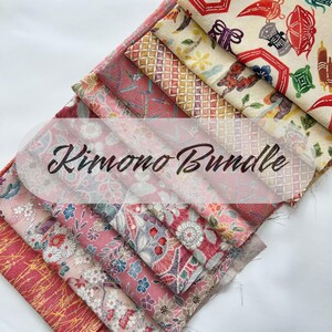 10 pieces (12inch X 20inch) of Japanese Silk Kimono Fabrics Bundle/Patchwork, cartonage, quilting, stitching, western sewing