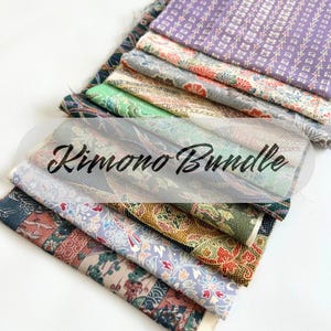 10pieces (6inch X 20inch) of Japanese Silk Kimono Fabrics Bundle/Patchwork, cartonage, quilting, stitching, western sewing