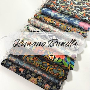 10 pieces (6inch X 39inch) of Japanese Silk Kimono Fabrics Bundle/Patchwork, cartonage, quilting, stitching, western sewing
