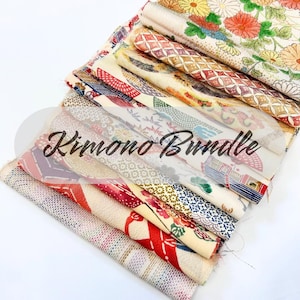 10pieces (6inch X 20inch) of Japanese Silk Kimono Fabrics Bundle/Patchwork, cartonage, quilting, stitching, western sewing