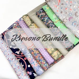 10 pieces (12inch X 39inch) of Japanese Silk Kimono Fabrics Bundle/Patchwork, cartonage, quilting, stitching, western sewing