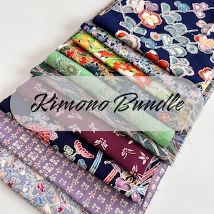 10pieces (6inch X 20inch) of Japanese Silk Kimono Fabrics Bundle/Patchwork, cartonage, quilting, stitching, western sewing
