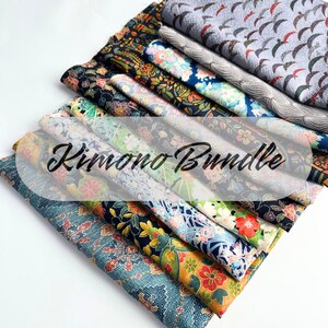 10 pieces (12inch X 20inch) of Japanese Silk Kimono Fabrics Bundle/Patchwork, cartonage, quilting, stitching, western sewing