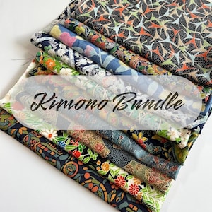 10 pieces (12inch X 20inch) of Japanese Silk Kimono Fabrics Bundle/Patchwork, cartonage, quilting, stitching, western sewing