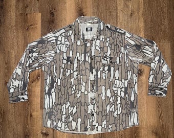 Vintage Gung Ho TREBARK Camo Button Down Hunting Shirt - Size XL- Made in USA