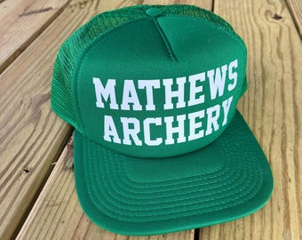 Old School MATHEWS ARCHERY Green Foam Snapback Trucker Hat!! - NEW
