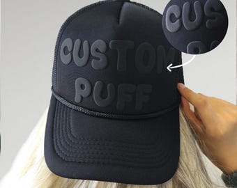 Custom Puff Print Hat, Custom Foam Hat, Custom Mesh Trucker Hat, High Crown Hat, 3D Puff Print ,Hat Foam Trucker Hat, Metallic Puff Hat