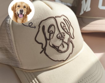 Custom Pet Photo Trucker Hat, Foam Trucker Hat, Dog Cat Custom Picture Ball Cap, Metallic Puff Hat, 3D Puff Print Hat