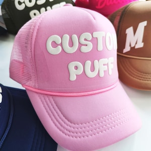 Custom Puff Hat, Personalized Puff Trucker Hat, Foam Puff Print Hat, Custom Foam Cap, Custom Logo Foam Hat, Foam Trucker Hat