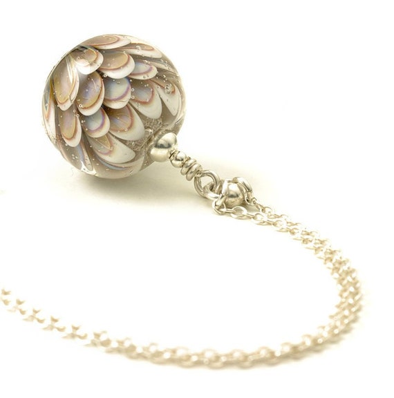 Faded Flower Lampwork Glass Pendant Necklace