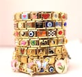Italian Charm Bracelet Gold, Personalized Italy Bracelet, Evil Eye Jewelry, Dainty Y2K Bracelet for Women, Mothers Day Gift for Mom