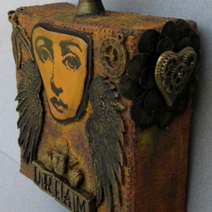 Face Dream Steampunk Mixed Media Altered Art Decorative Dimensional Small Canvas Hanging Keepsake image 7