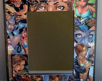 Female Action Comic Superhero Figure Mirror Frame Comic Decor