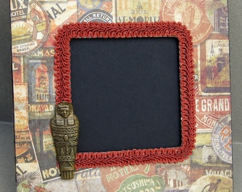 Travel Theme Frame Handmade Decorative Decoupaged Wall Decor