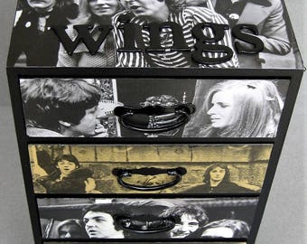 Rock and Roll Legendary Band Hand Crafted Decoupaged Small Dresser Storage Box