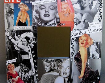 Iconic Silver Screen Hollywood Sexy Starlet Blonde Bombshell Movie Star Handcrafted Collage Mirror Frame