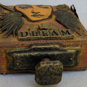 Face Dream Steampunk Mixed Media Altered Art Decorative Dimensional Small Canvas Hanging Keepsake image 4