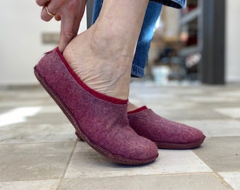 Listo para enviar USA 11, EU 41-41.5 - Zapatillas de fieltro para mujer - Zapatillas de fieltro de doble capa - Comodidad de lana natural para tus pies