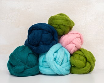 Venta de liquidación de existencias - Merino Wool Roving Top - 27 micras / Para hilar, fieltro de aguja, tejido grueso, fieltro húmedo, decoración de fieltro