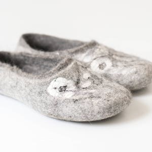 Viola felted wool slippers for women, Floral slippers, Gift for Her Handmade in Europe image 5