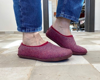 2 layered Felted slippers for women - Variety of Colors - 3 Sole Options for Home and Outdoors - Natural Wool Comfort for Your Feet